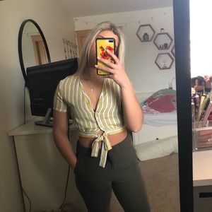 Zaful Striped Button Up Top